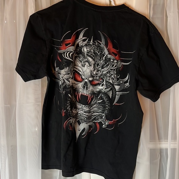 Hot Rock Skull and metal Graphic TEE Men’s Medium Front and back Print - Picture 7 of 7